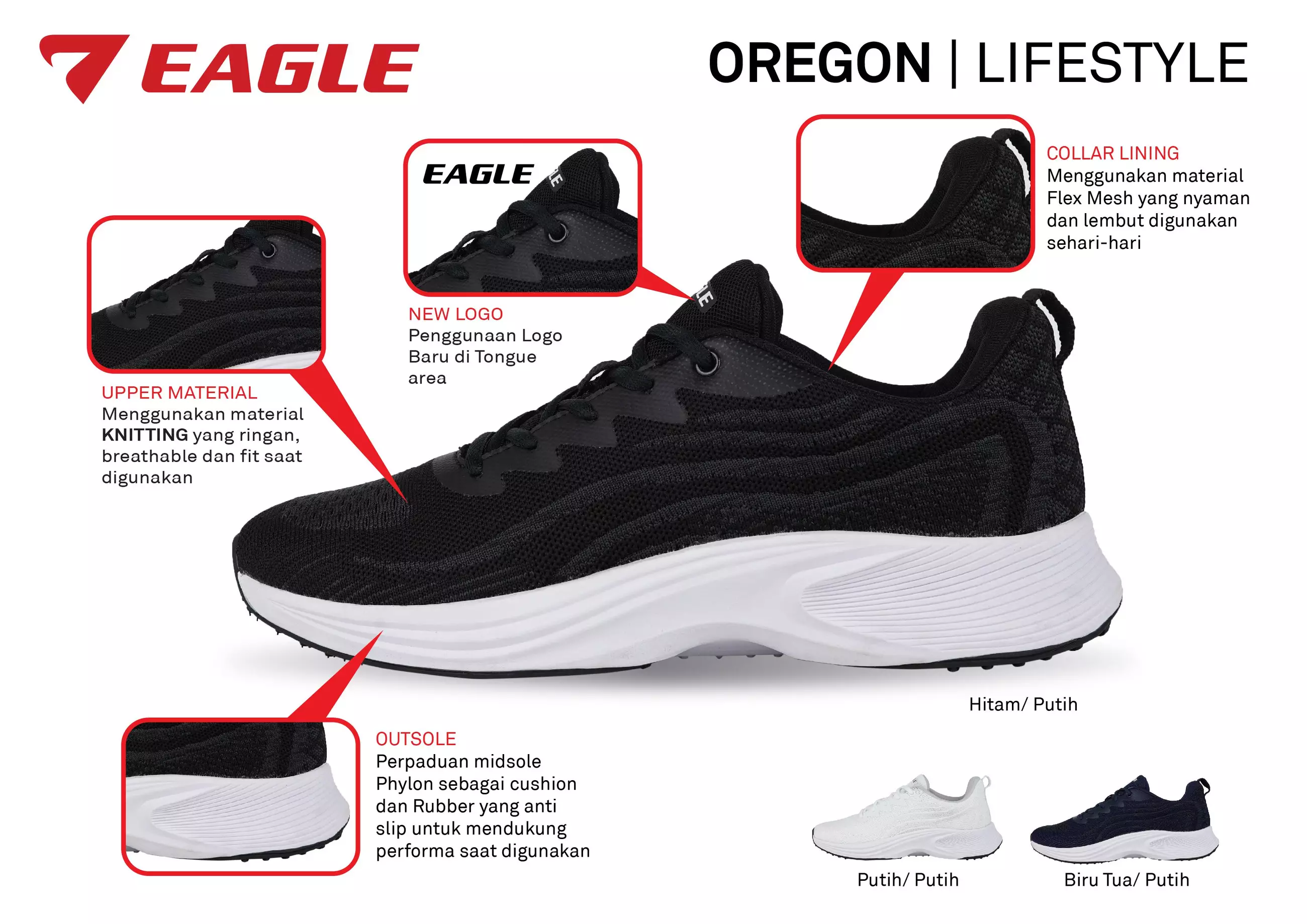 Eagle Sepatu Sneakers Lifestyle Oregon - PUTIH