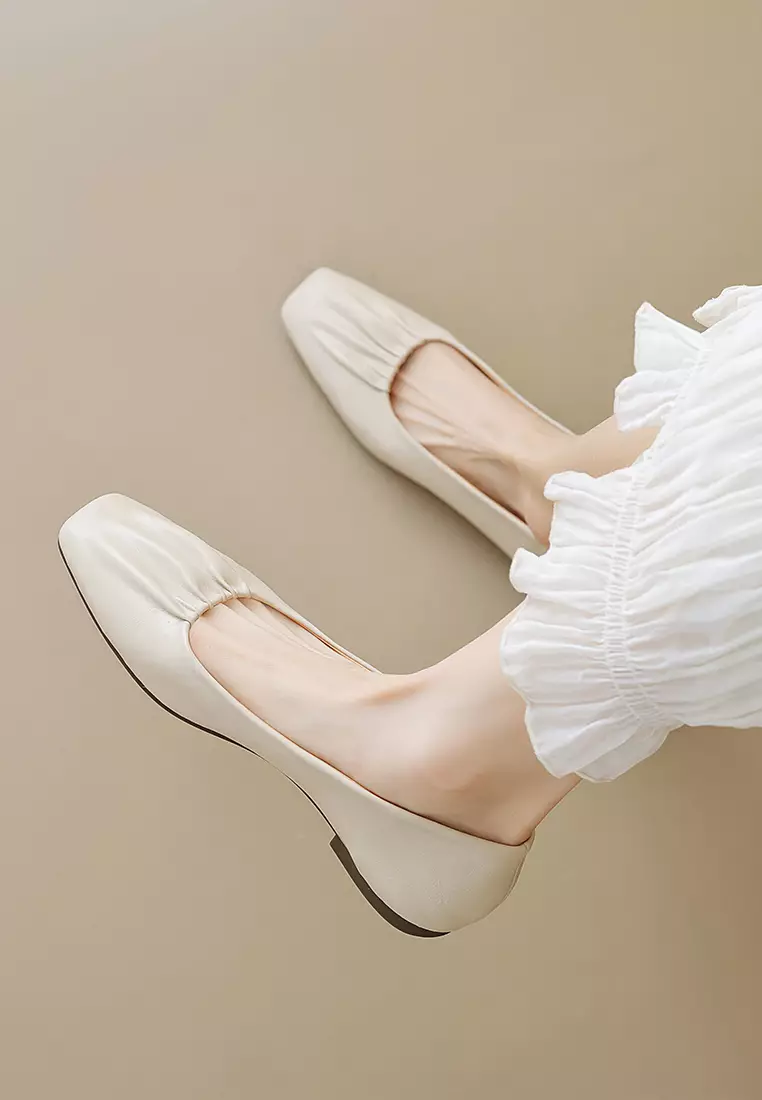 Square Toe Microfiber Leather Flat Shoes WW888-1