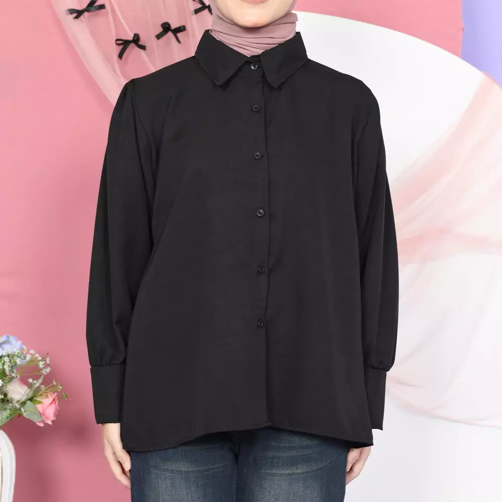 Lovia Blouse Kemeja Wanita - Black M20046 R33S6