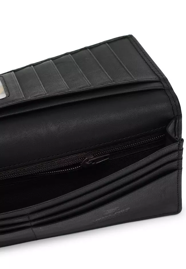 Men's Genuine Leather RFID Blocking Long Wallet - Black