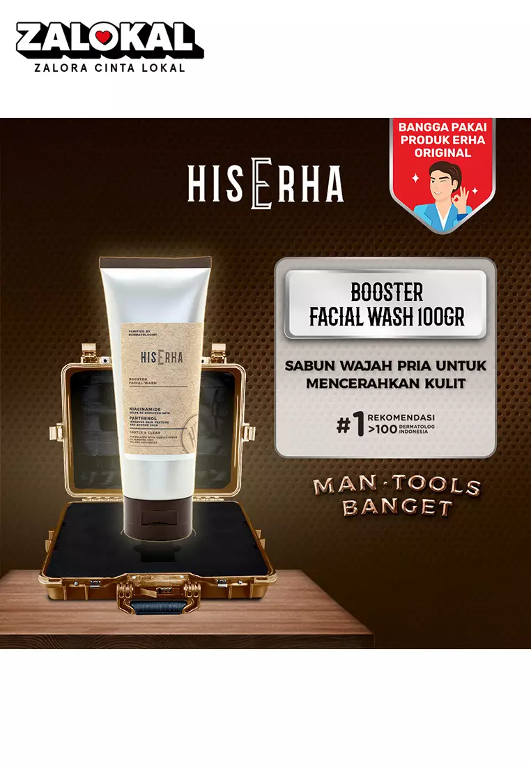 His Erha Booster Facial Wash With Niacinamide & Panthenol 100G - Sabun Muka Pencerah Pria