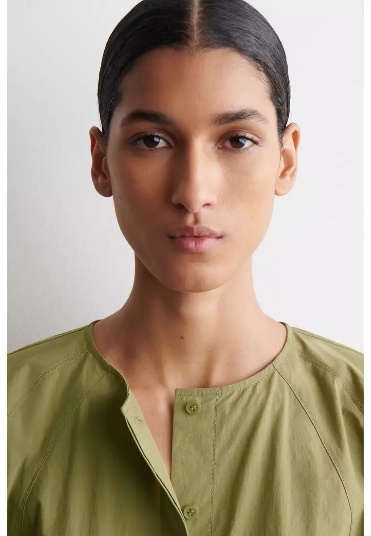 SCULPTURAL PIMA COTTON-POPLIN BLOUSE