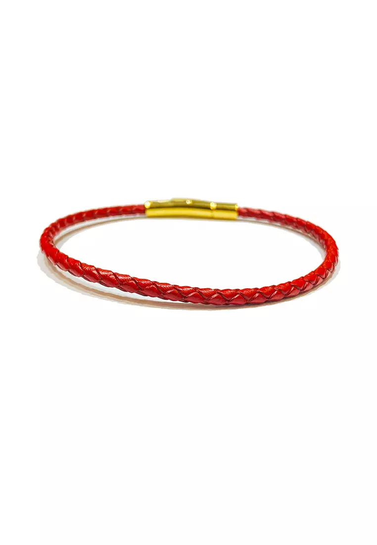 Red leather bracelets discount