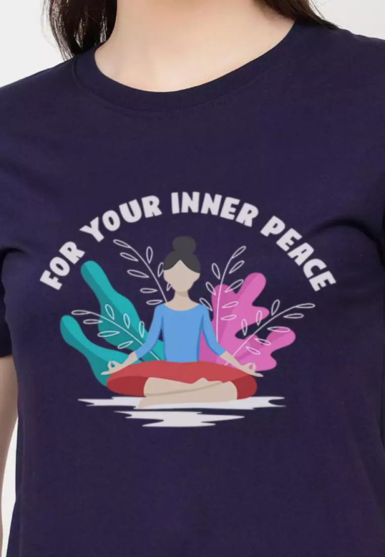 For YourInner Relaxed Short Sleeve Stylish Navy Blue Cotton Casual Graphic Print Tee/TShirt