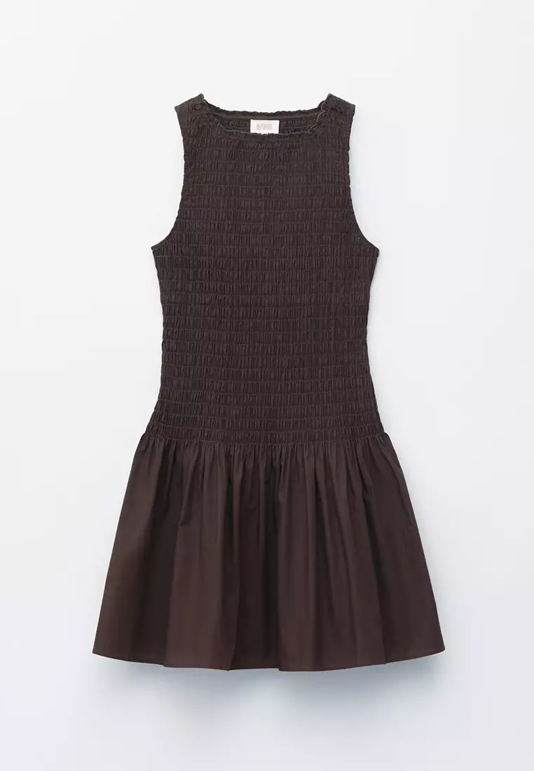 Smocked Cotton Poplin Mini Dress