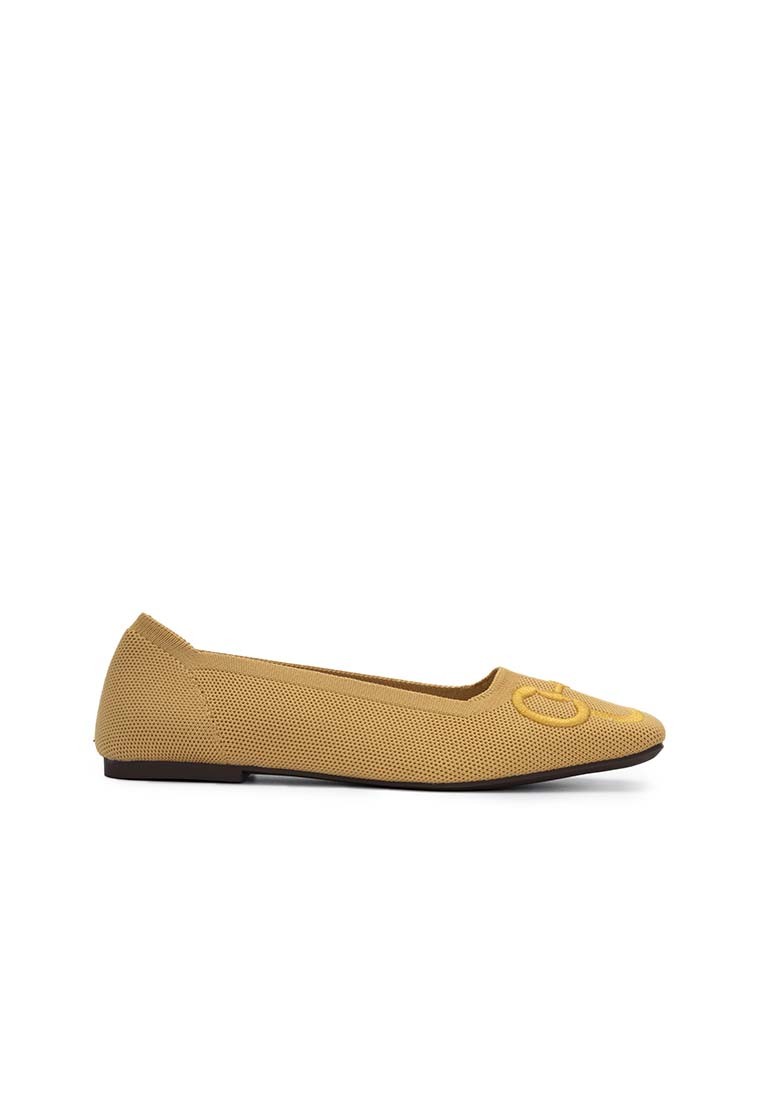 KNIT SQUARE TOE FLAT PUMP