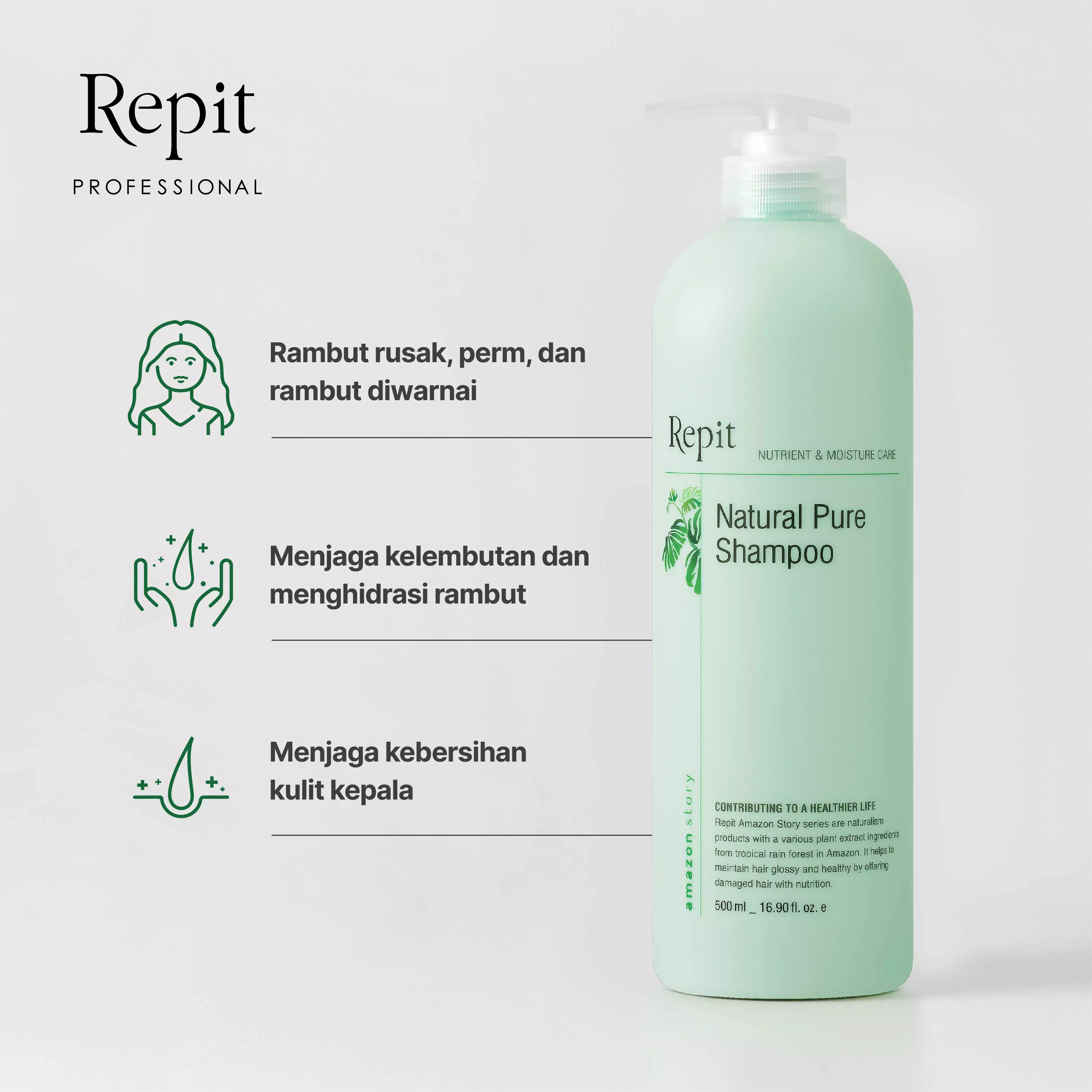 Repit Amazon Story Natural Pure Shampoo - Shampoo Rambut Rusak / Kering / Bercabang