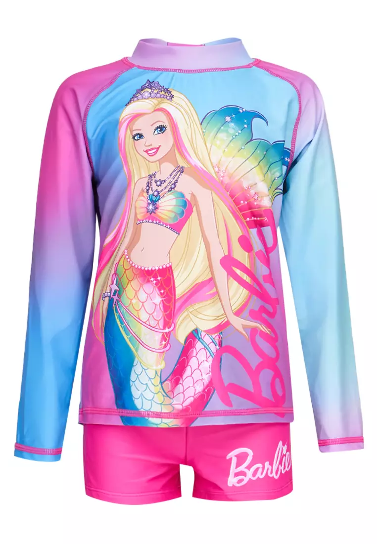 Barbie Little Girls Rash Guard and Bikini Bottom Little Kid to Big