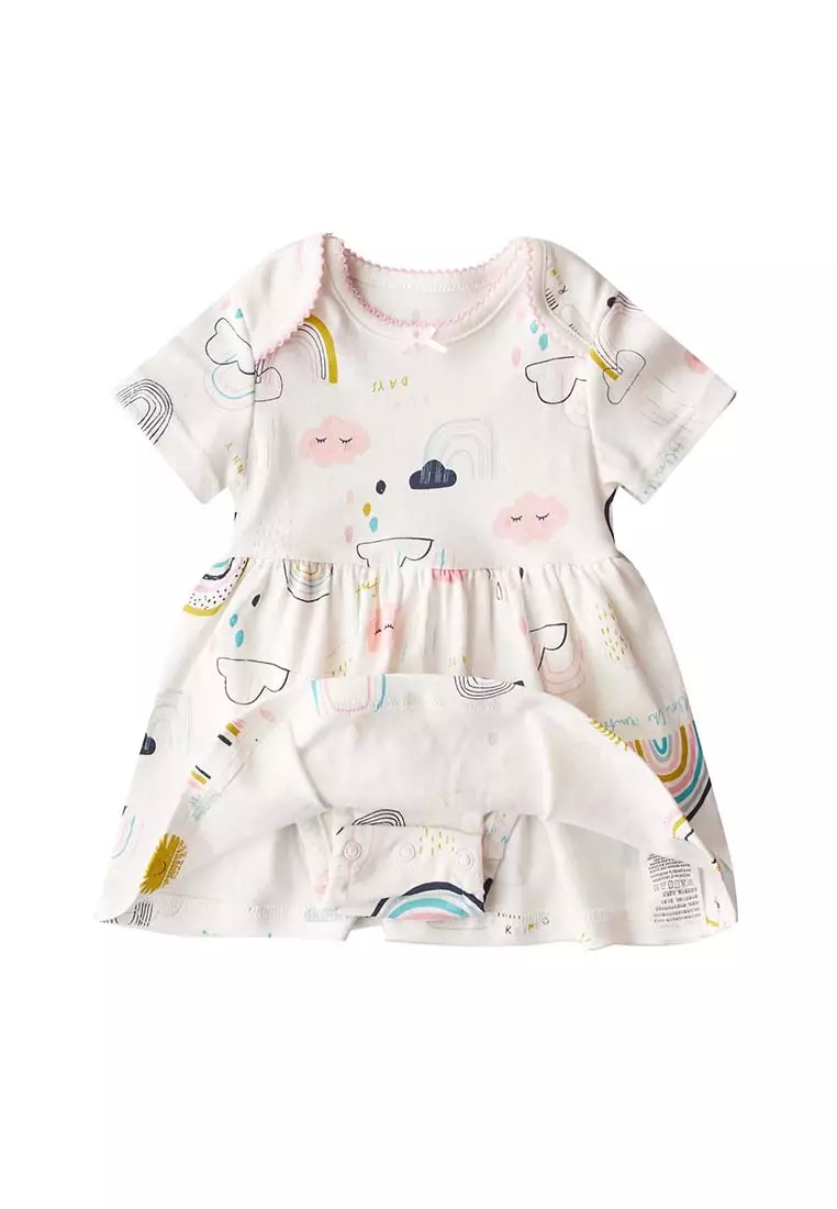 Buy Little Kooma [ZBG03] Baby Girl White w Clouds Sun Rainbow Bodysuit ...