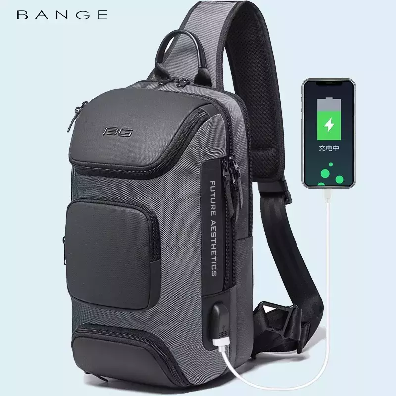 Bange BG7086 Tas Selempang Sling Bag Pria - BLACK GREY