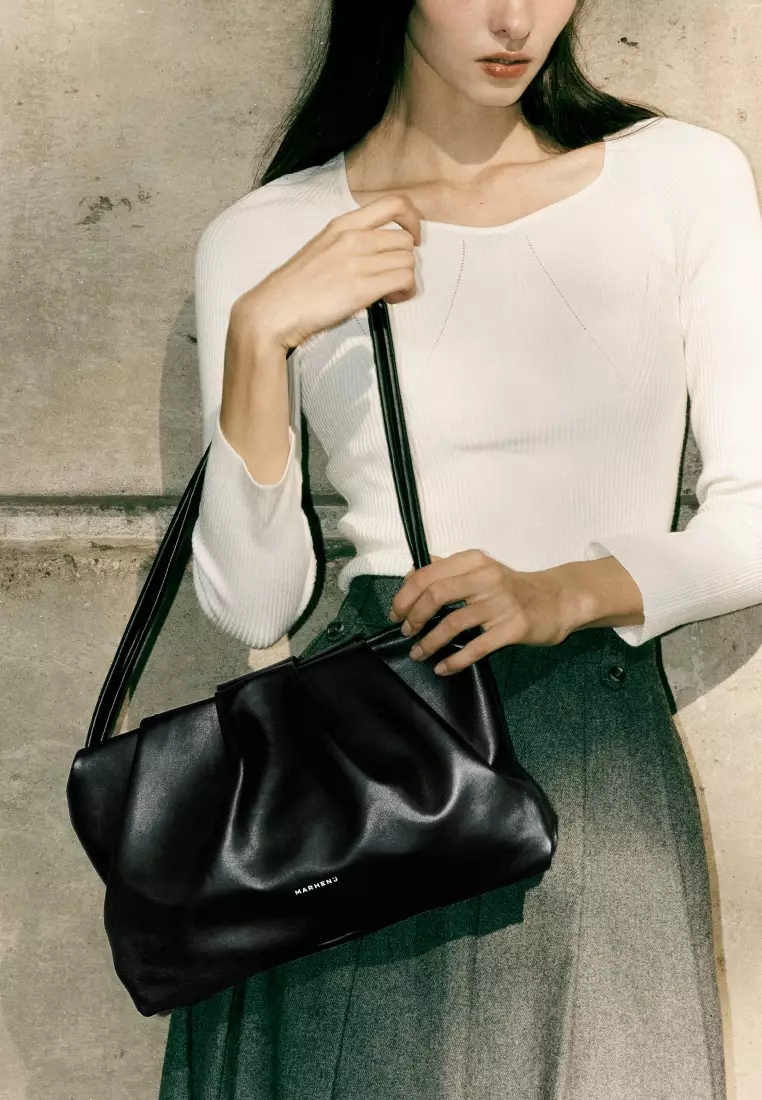 SABRINA Vegan Leather Shoulder Bag Black