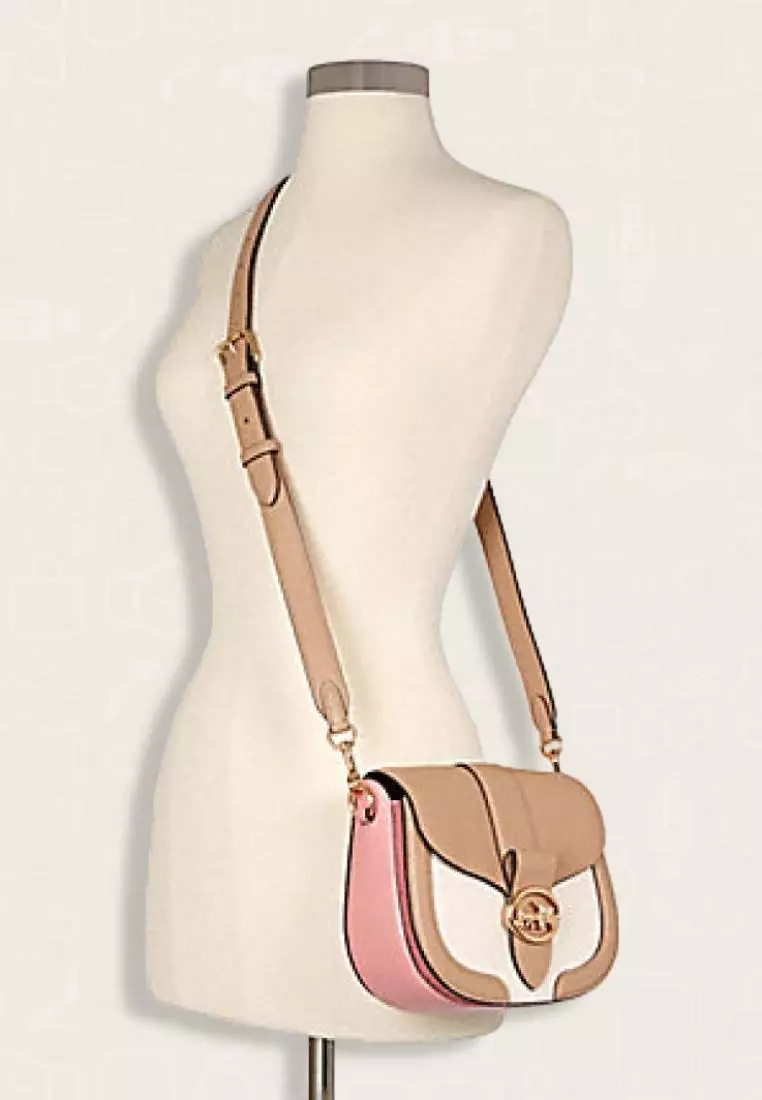 Jual Coach Coach Georgie Saddle Bag In Colorblock Taupe Multi