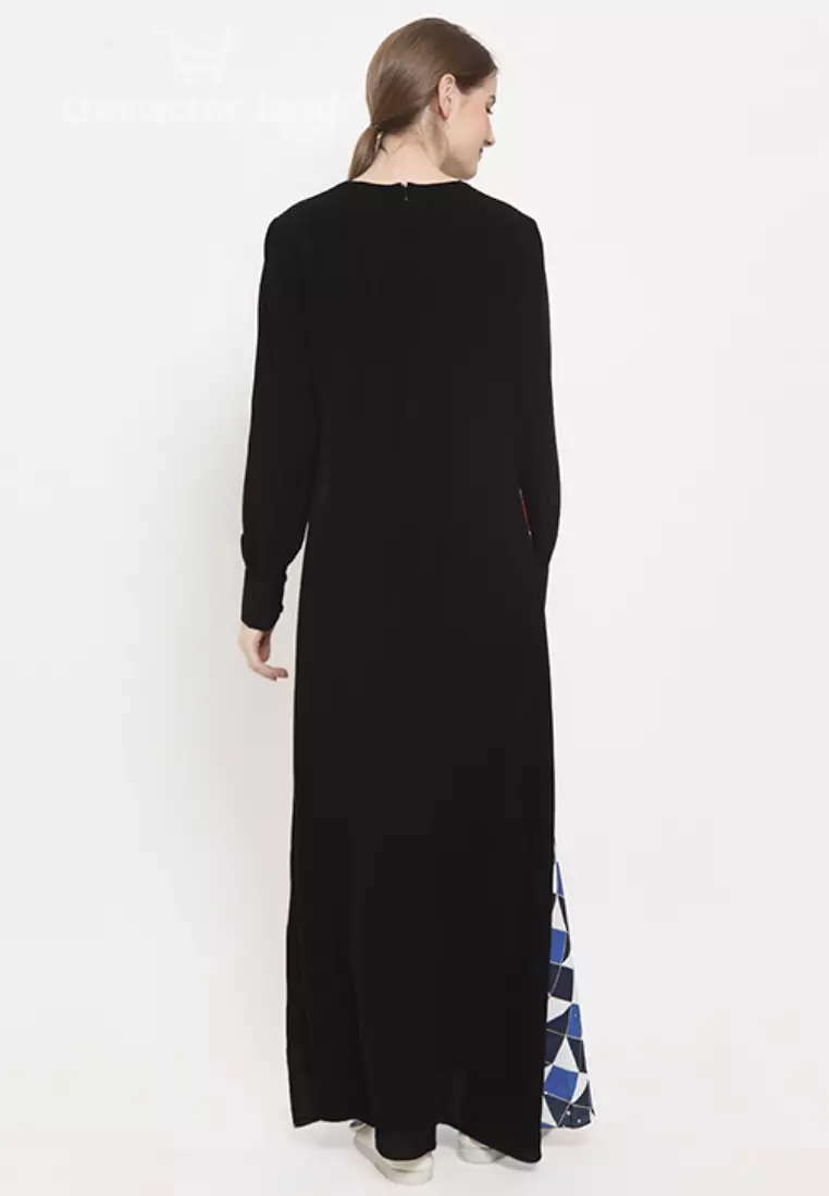 Doraemon Geometric Pattern Dress Black