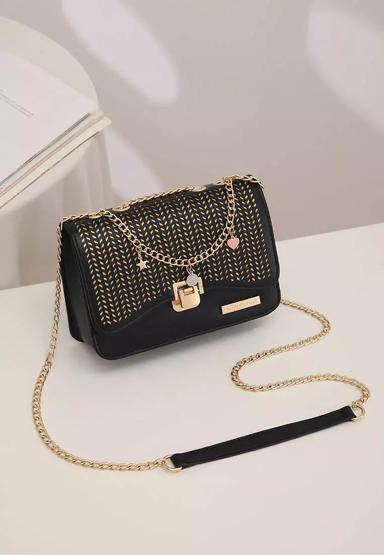 GYKACO SEORINA Black - Tas Wanita Sling Bag - Fashion Top Handle Bag (Import)