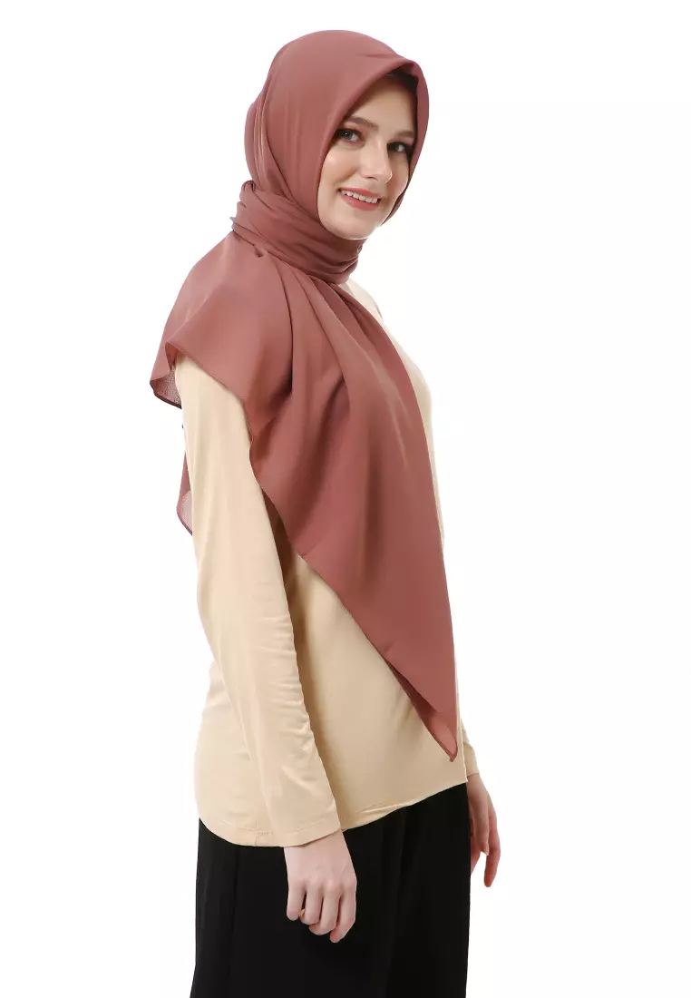Afshin Jilbab Wanita Segiempat Motif Polos Premium Muslimah - Milo