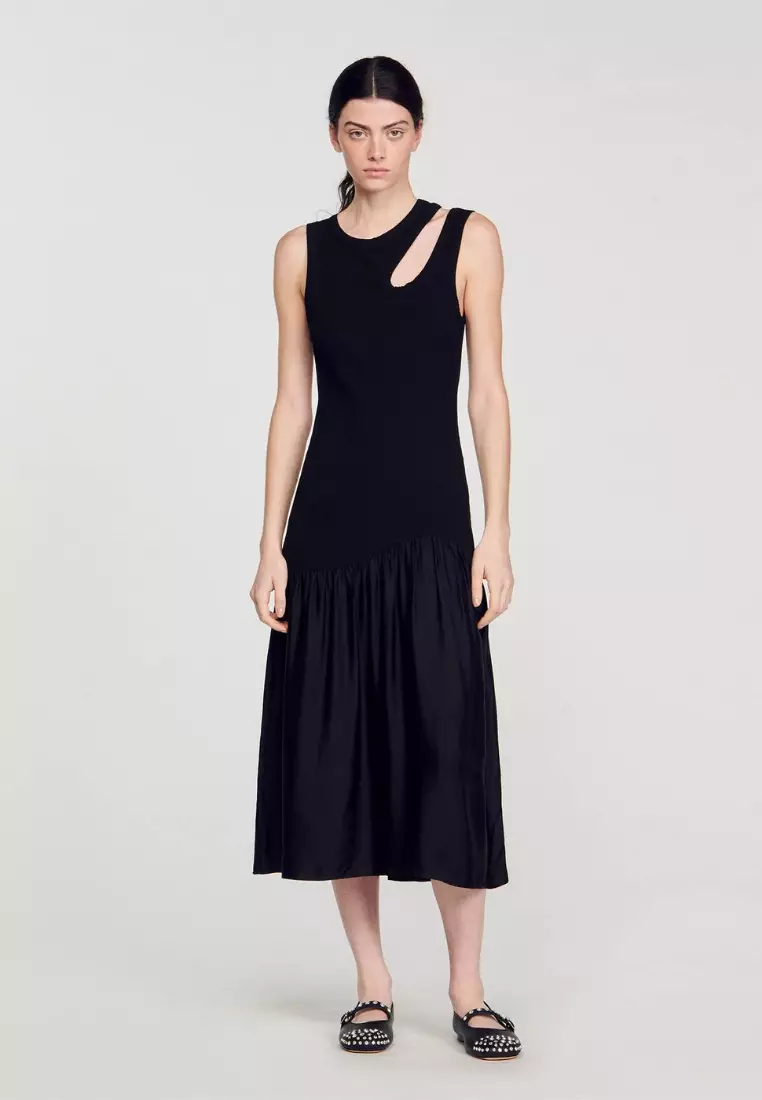 Buy Sandro Dual-Material Maxi Dress 2024 Online | ZALORA Singapore