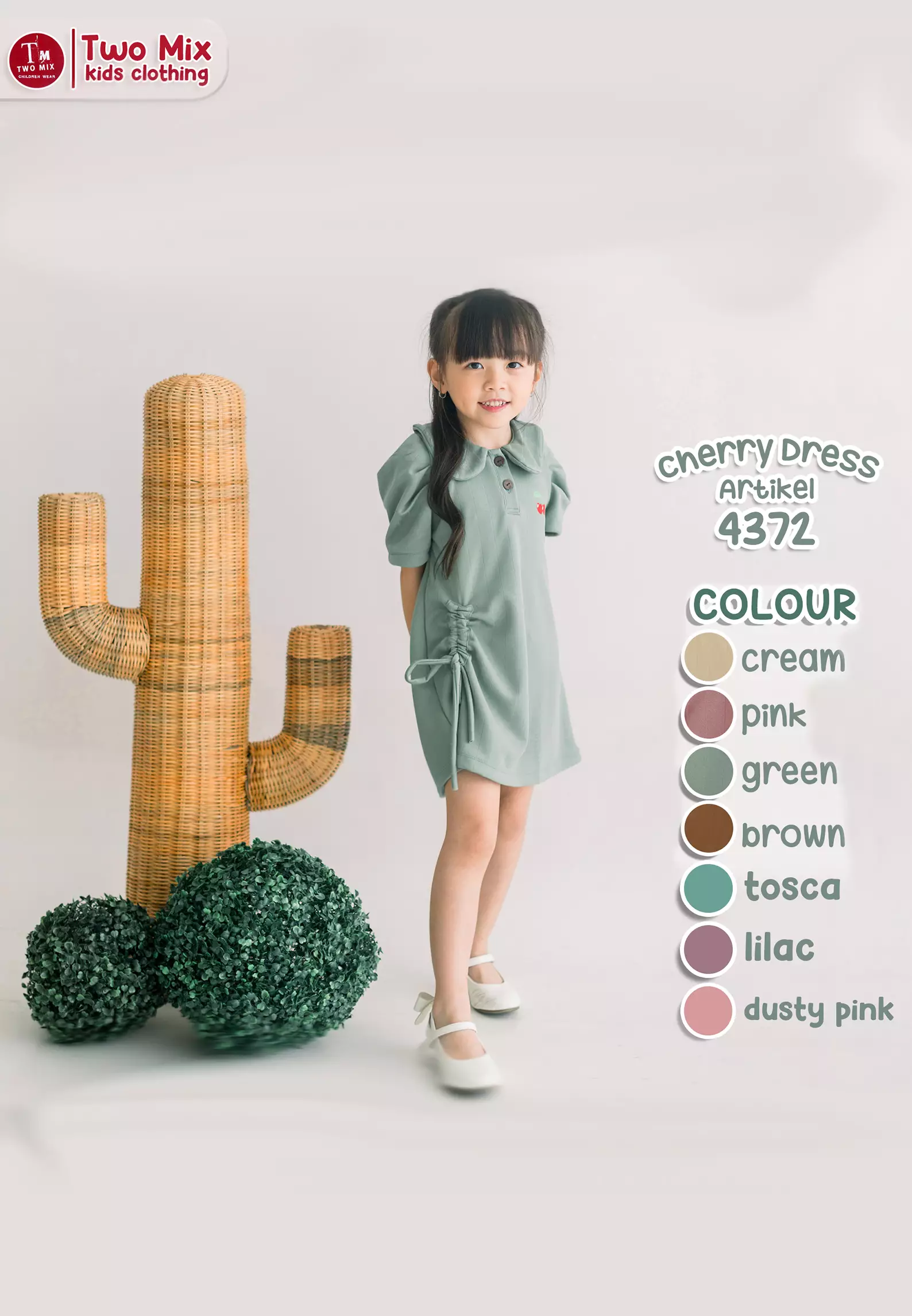 Two Mix - Baju Anak Perempuan Lucu - Cherry Dress Pakaian Anak Cewek 1 2 3 4 5 6 7 8 Tahun 4372B Tosca