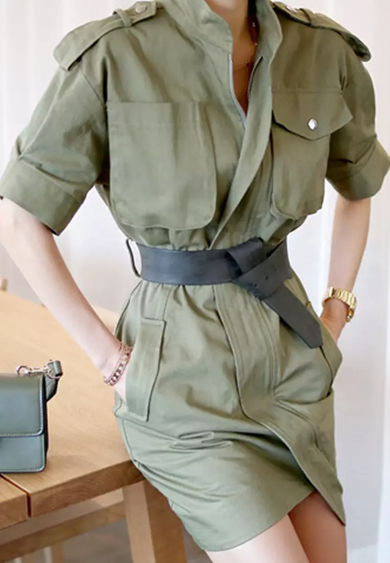 Temperament New Belt One Piece Dress CA051603