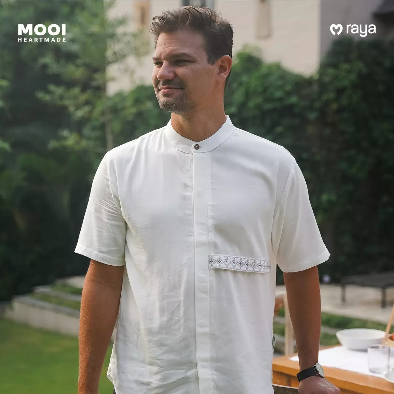 Mooi Atasan Pria Kemeja Pria Raya Collection Gaffi Koko V1 - Greyish Brown