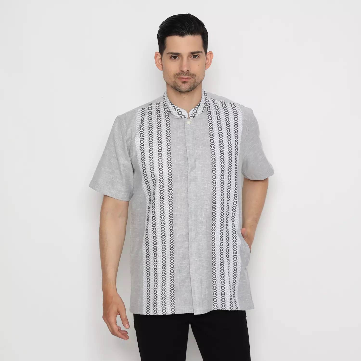 Platini Kemeja Koko Pria Lengan Pendek Katun Abu 931183