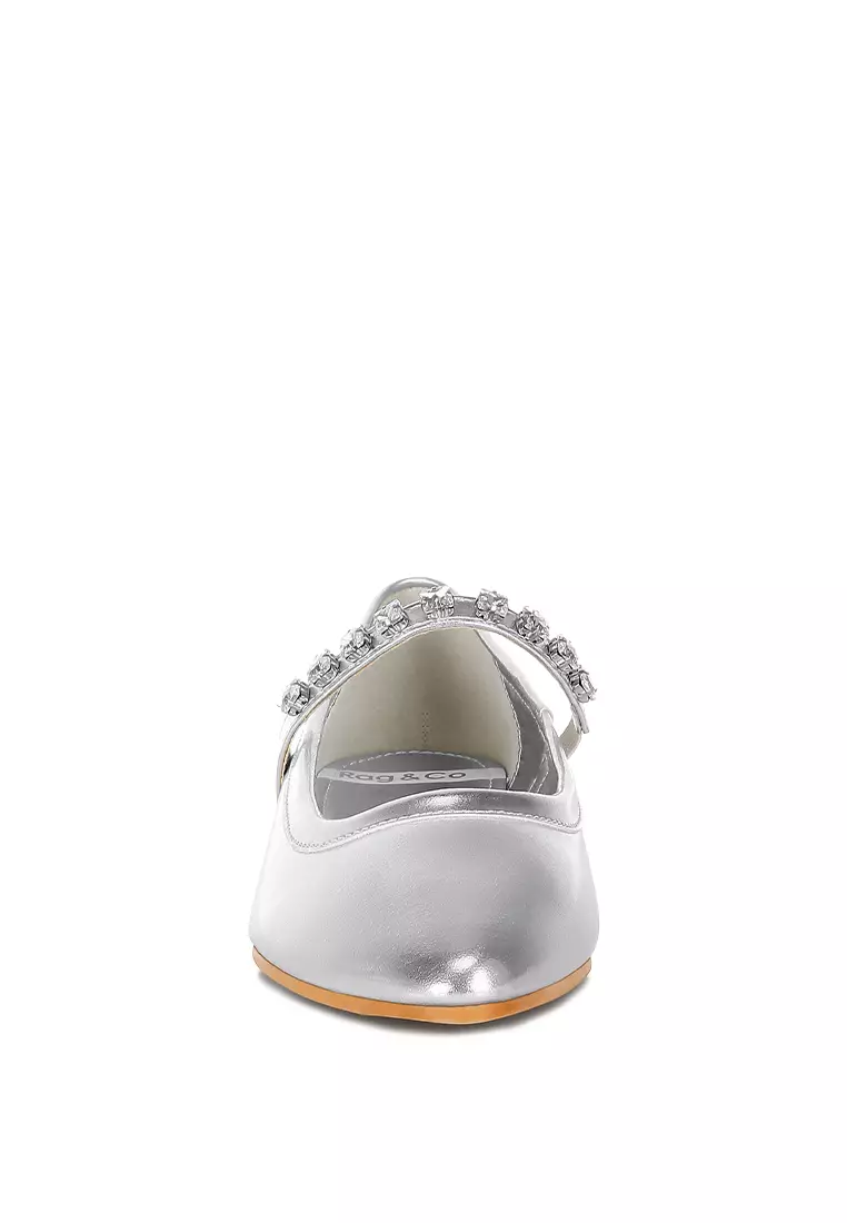Metallic Mary Jane Ballerinas in Silver