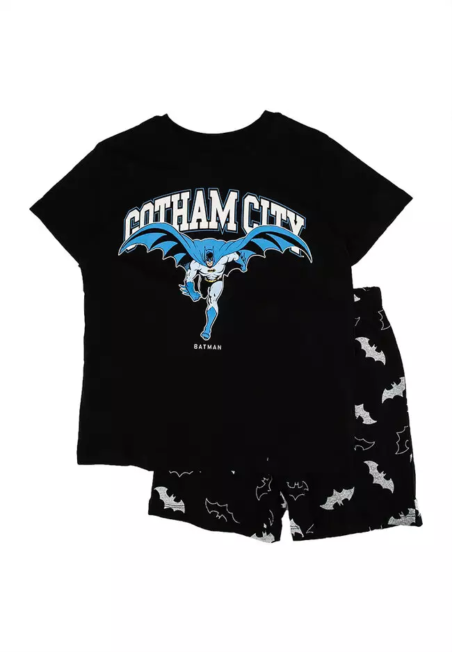 Black Batman T Shirt and Shorts Set