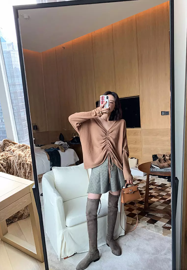 2.5CM Supper Skinny Elastic Suede Fabric Over Knee Boots XW5050-2