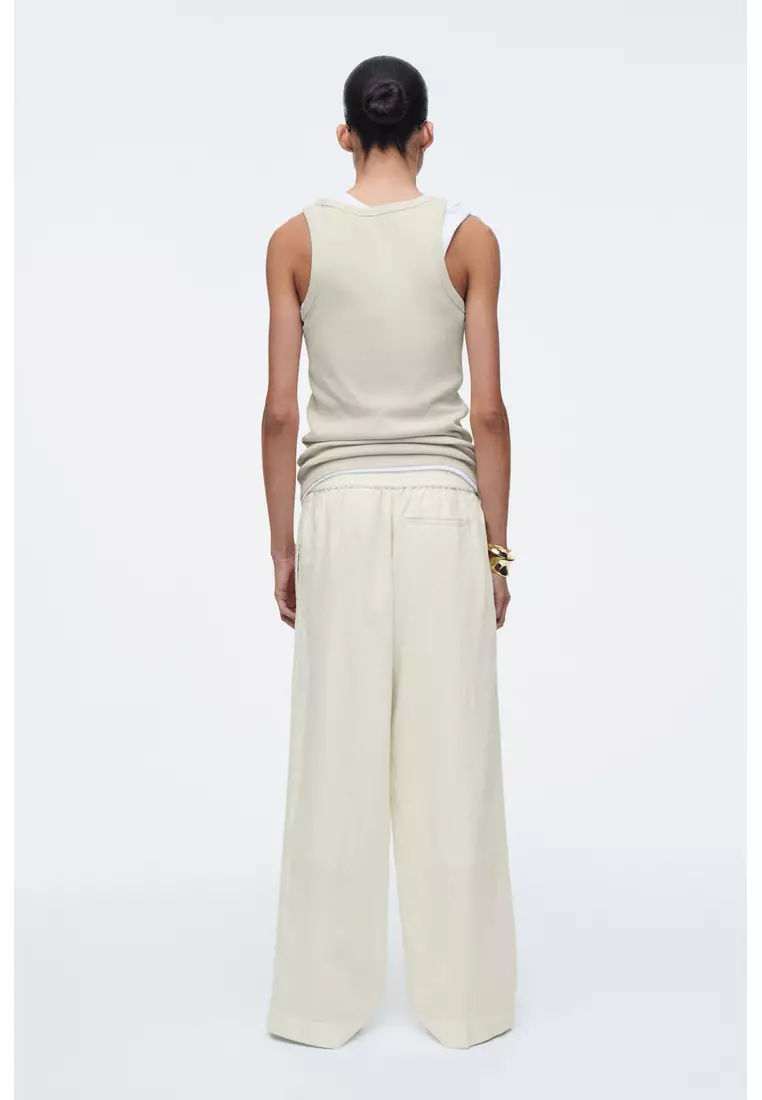 STRAIGHT-LEG TAILORED LINEN TROUSERS