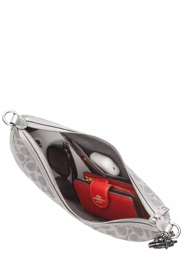 Aria Shoulder Bag In Signature Canvas - Gray/ Silver CCL27