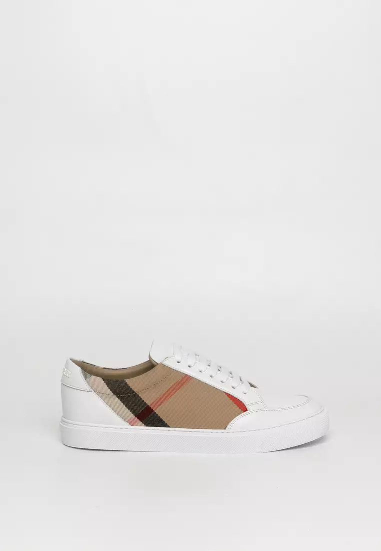 Discount on Burberry  shoes - SKU: House Check And Leather Sneakers Sneakers