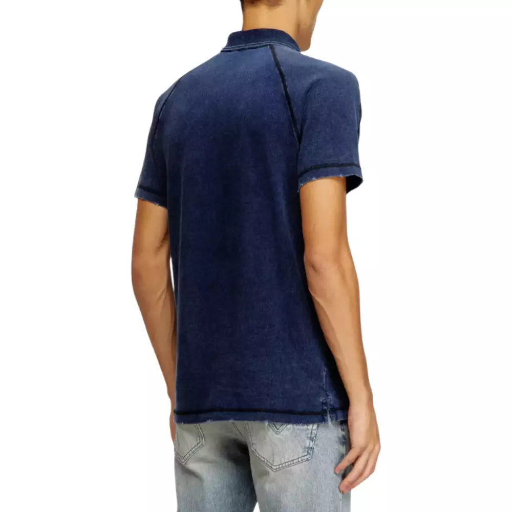 T-Swind New Slim Fit Oval D logo Contrasting Cover Stitching Polo Blue