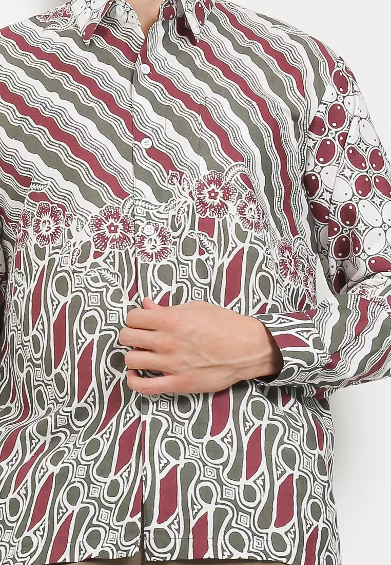 Kawungseno Kemeja Batik Premium Pria Casual Modern Lengan Panjang