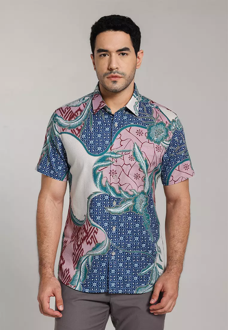 MOC - Kemeja Batik Pria Lengan Pendek Bawana - Beige
