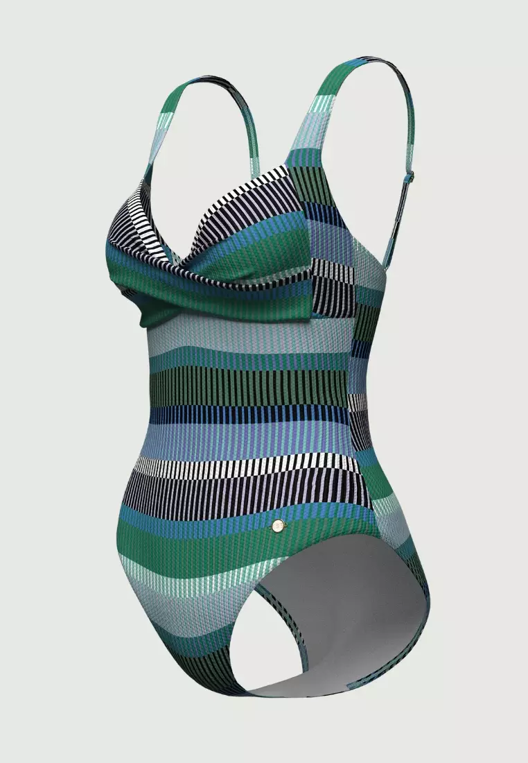 Tropadelic Stripe Male Cross Front Onepiece