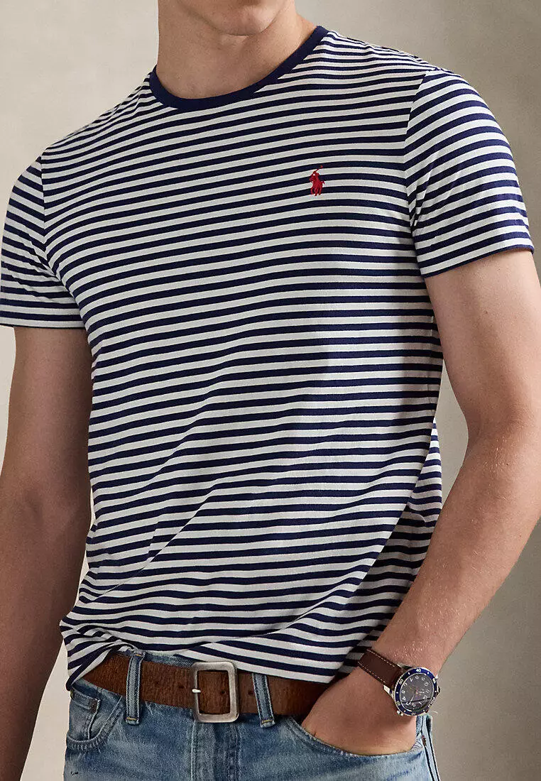 Custom Slim Fit Striped Jersey T-Shirt