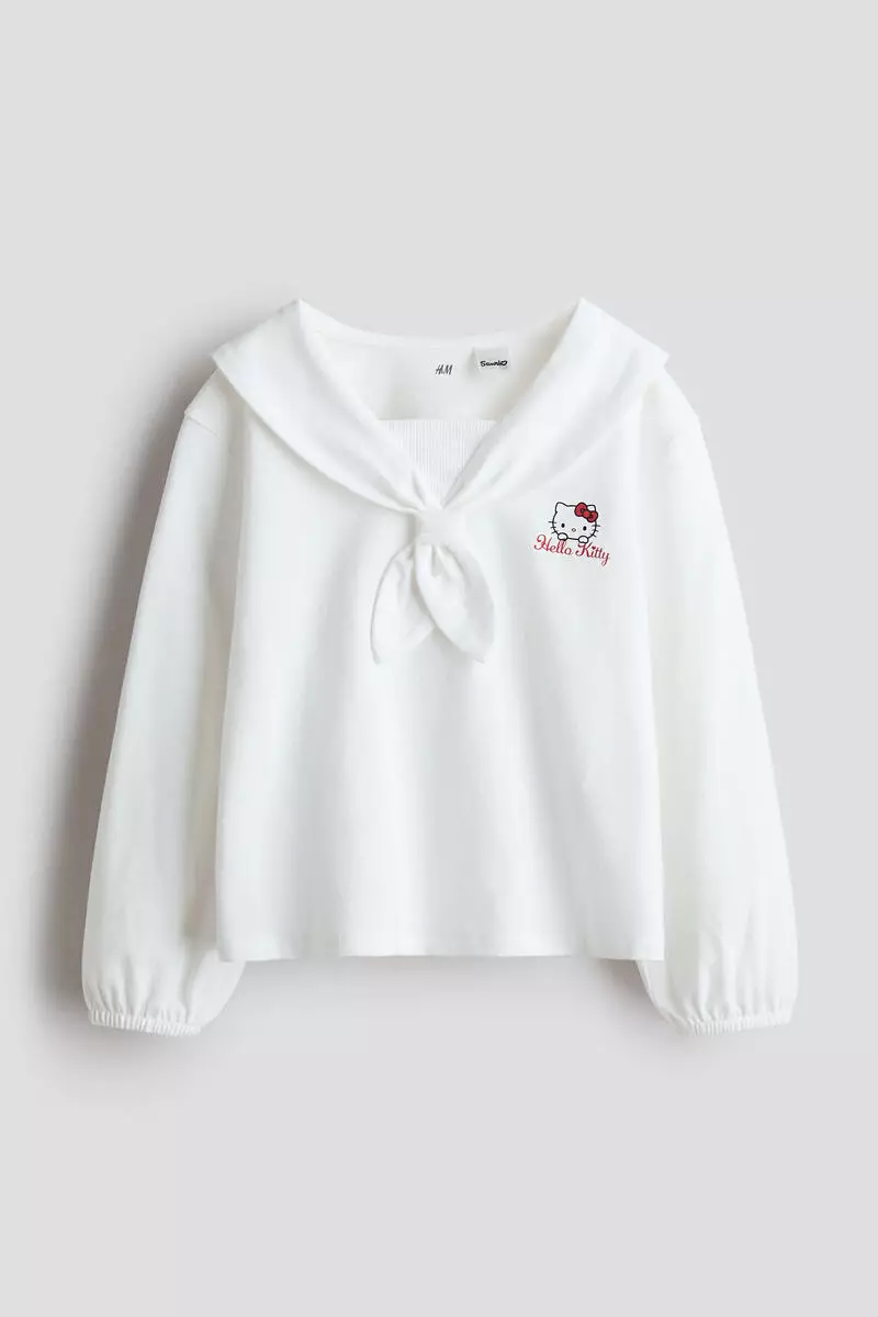 Printed sailor-collared top