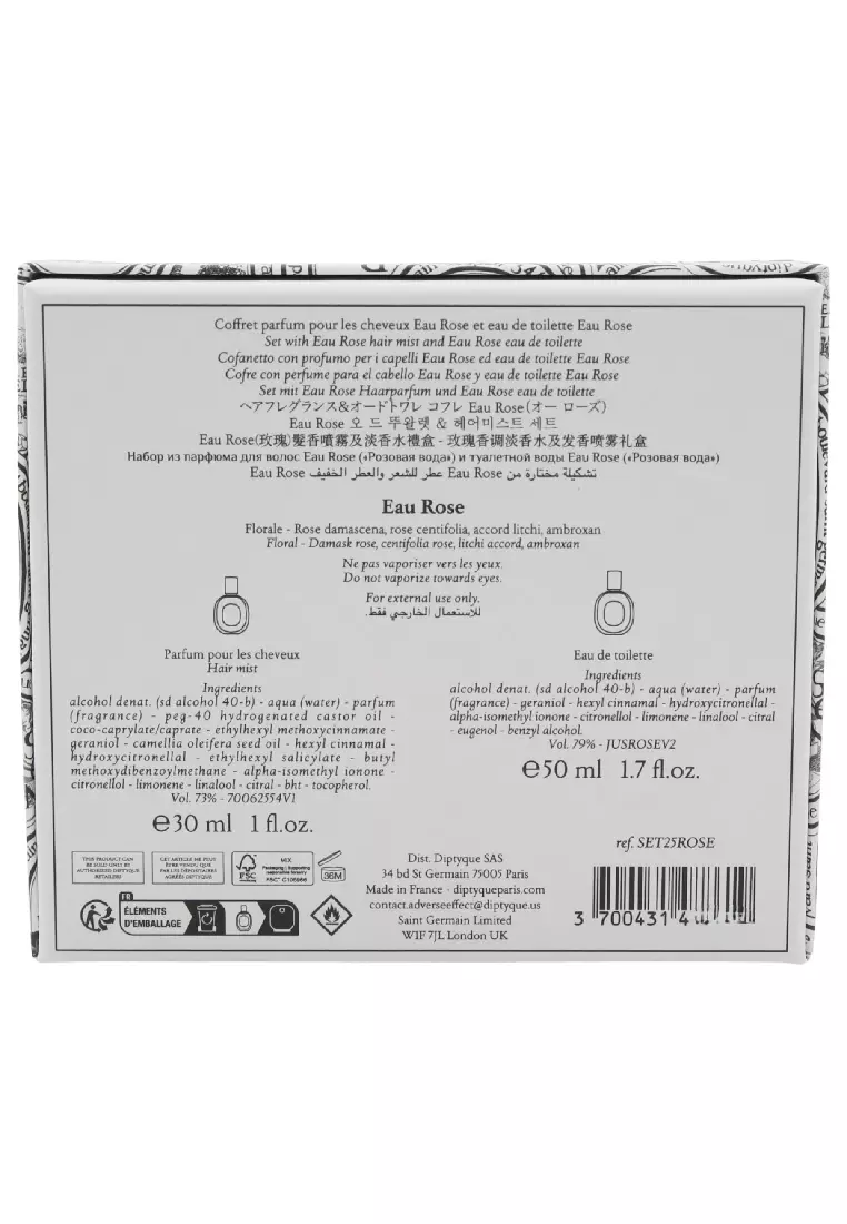 DIPTYQUE SET WITH EAU ROSE HAIR MIST AND EAU ROSE EAU DE TOILETTE