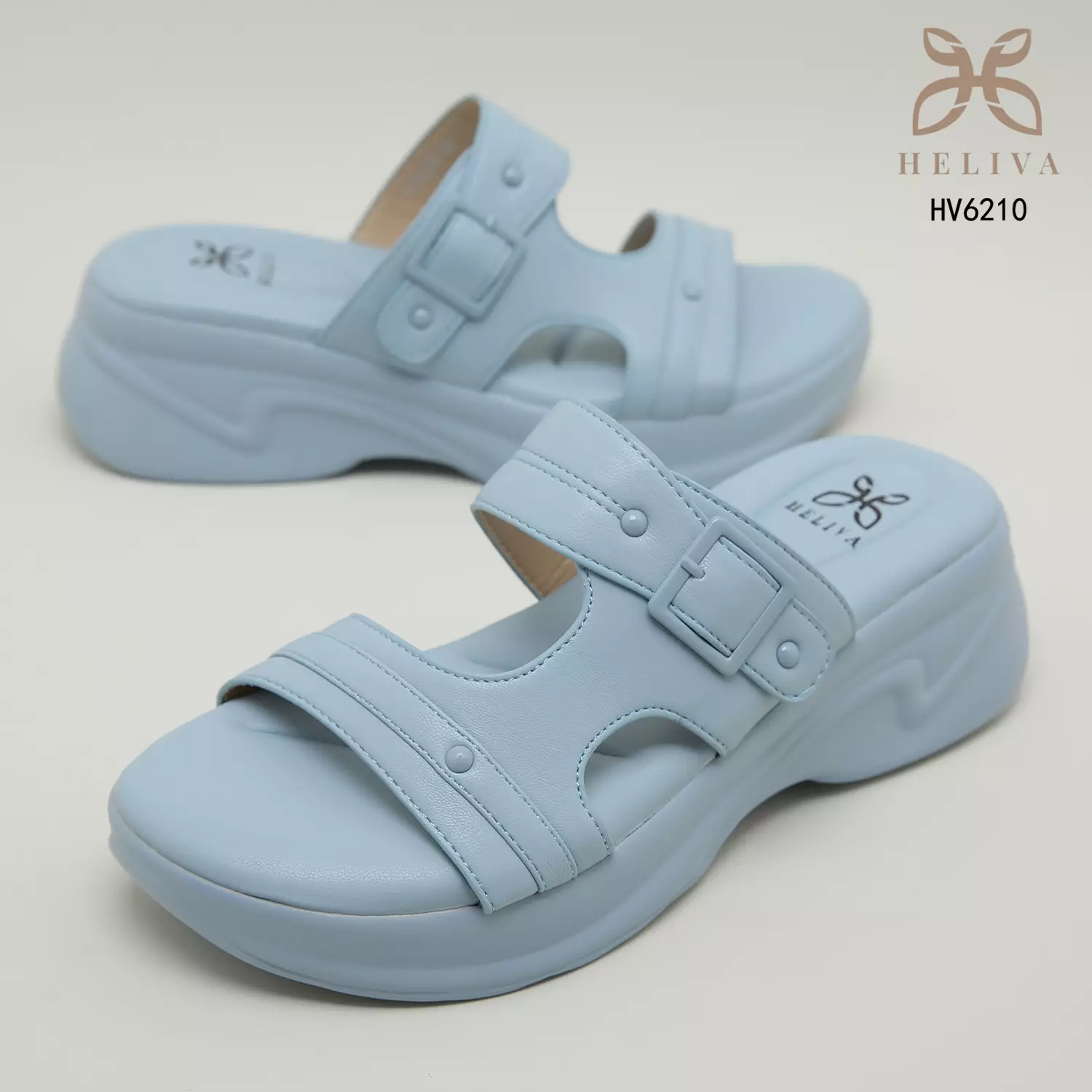 Heliva Julia Slide Slip On Wedges Double Strap Sol 5 cm