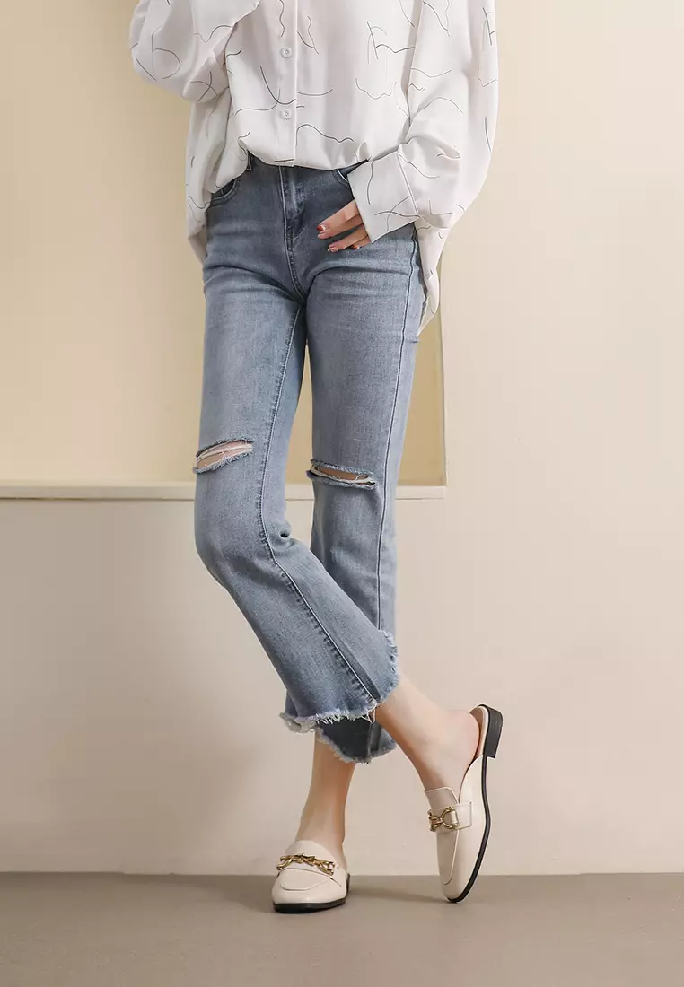 Horsebit Synthetic Leather Mules WW340-8