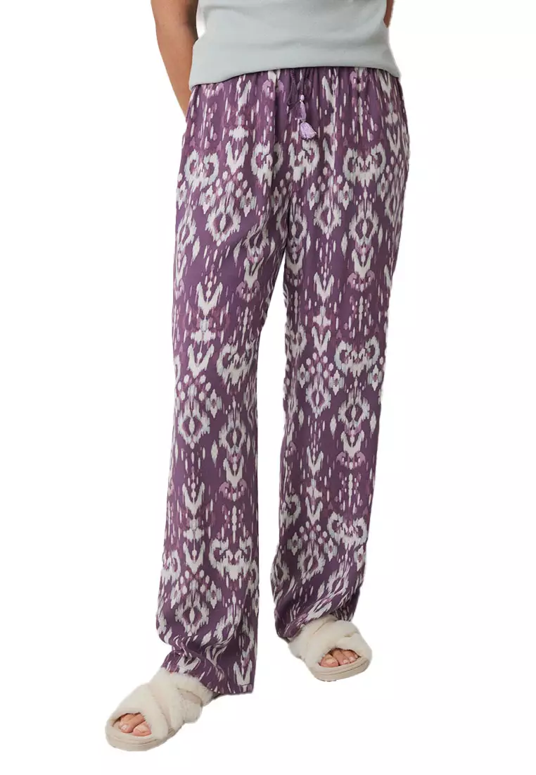 WOMEN'SECRET Long Viscose Trousers With Ikat Print