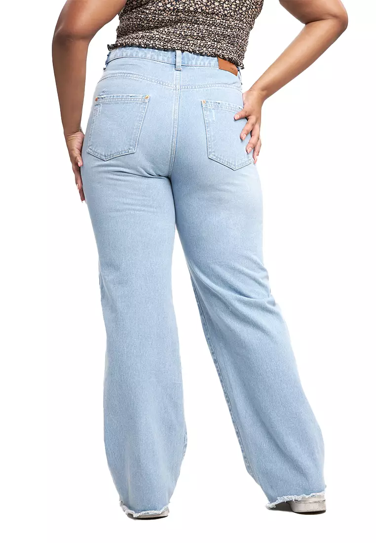 High Rise Denim Straight Leg Jeans