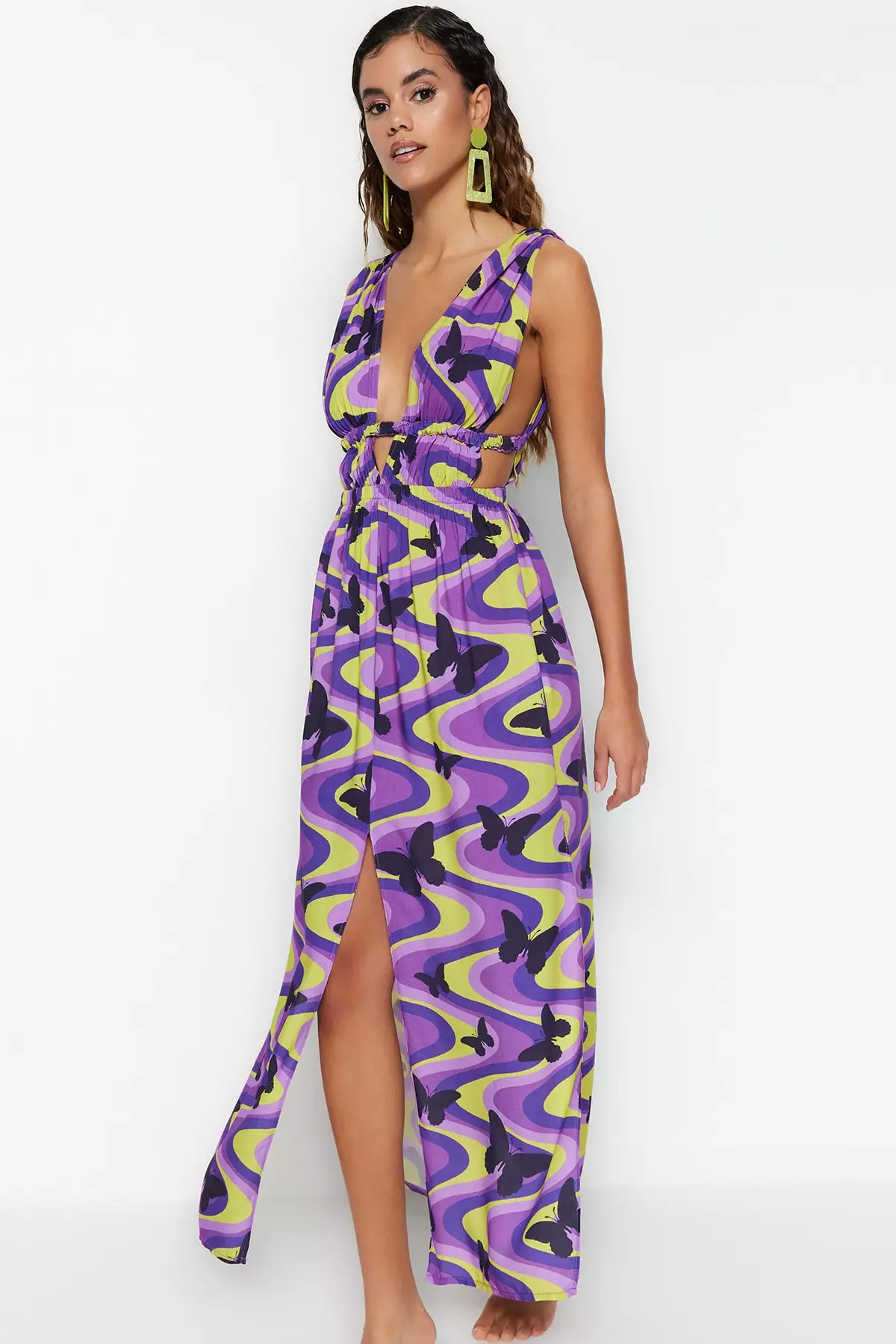 Purple floral maxi dress top