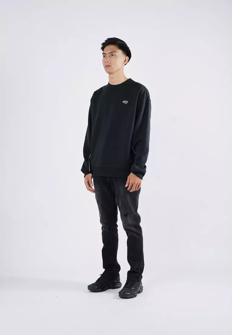 3Second Men's Jacket Crewneck Sweatshirt Relaxed Fit Fleece Creast C150325