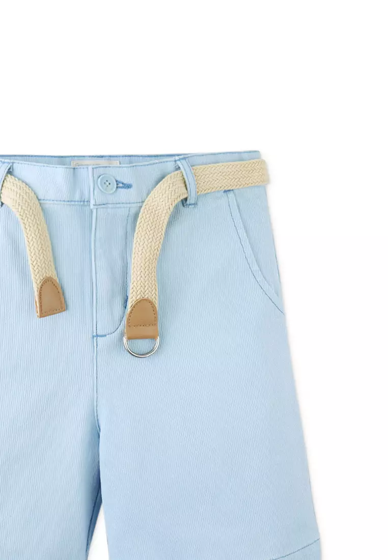 Sam Regular Fit Bedford Cord Shorts with Braided Cotton Belt