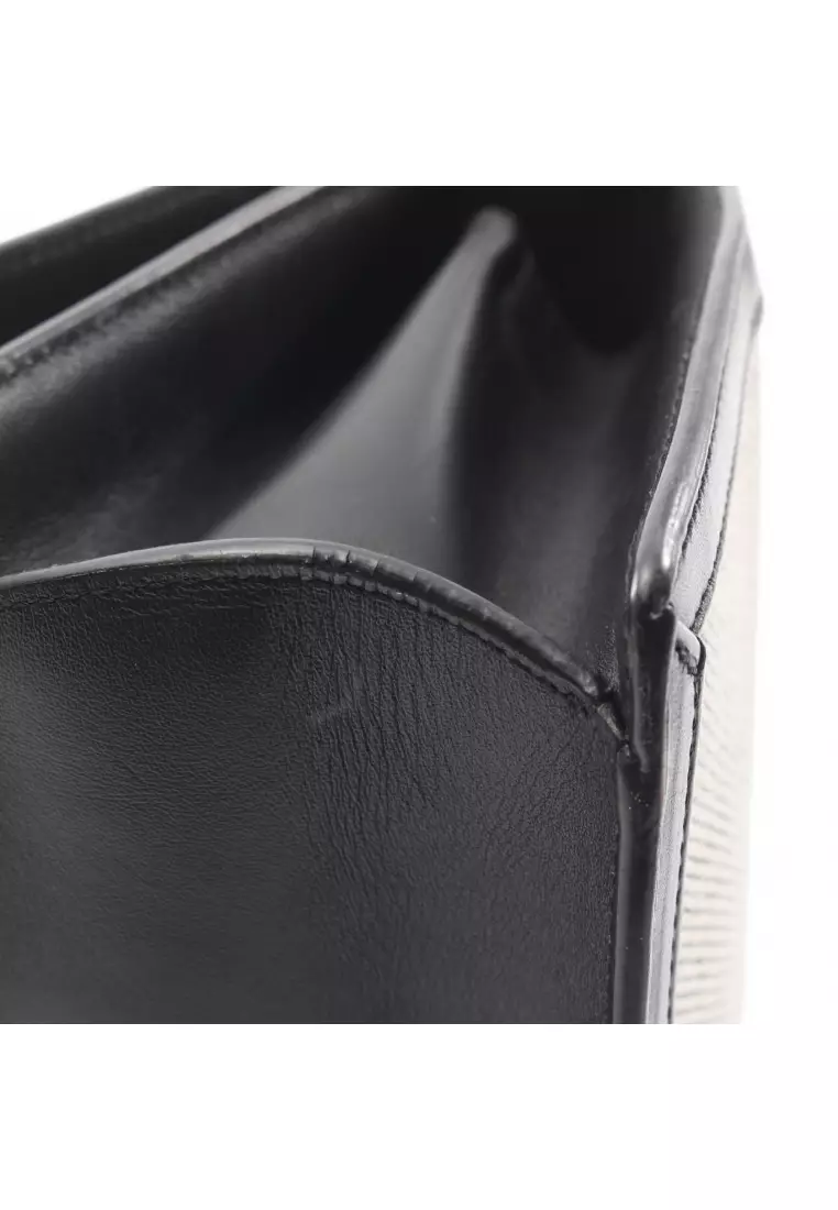 Pre-Loved LOEWE Barcelona Shoulder bag canvas leather black ivory
