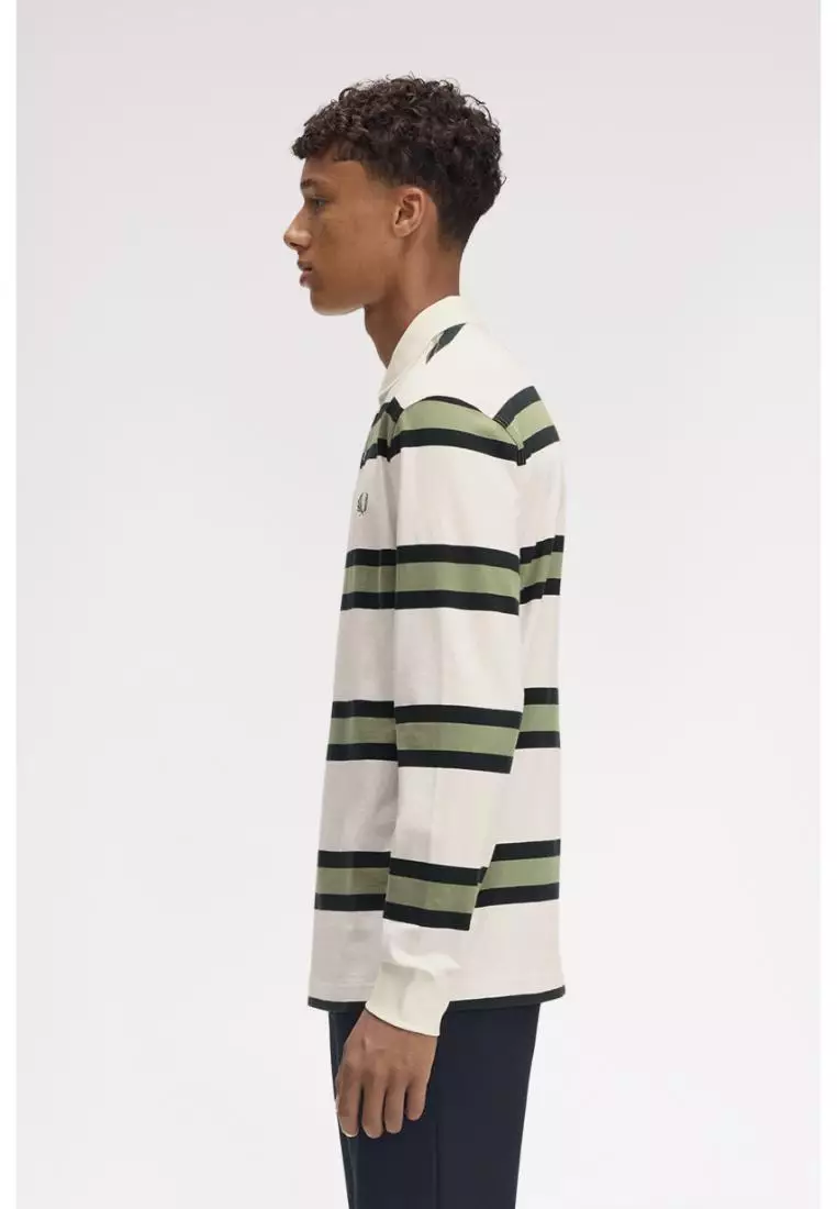 Fred Perry M9849 Jersey Stripe Polo Shirt (Light Ecru)