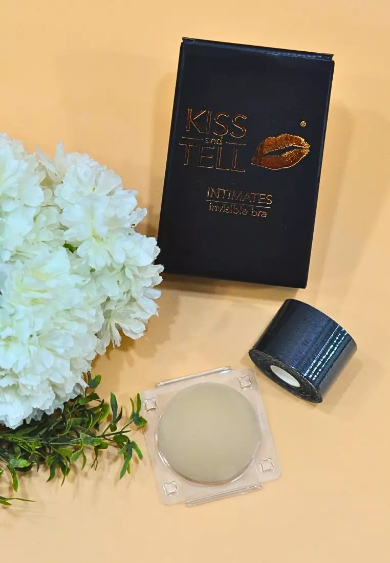 Premium Non Adhesive Nubra Nipple Cover and 5cm Body Tape Invisible Breast Lifting and Sports Muscle Tape Roll in Black