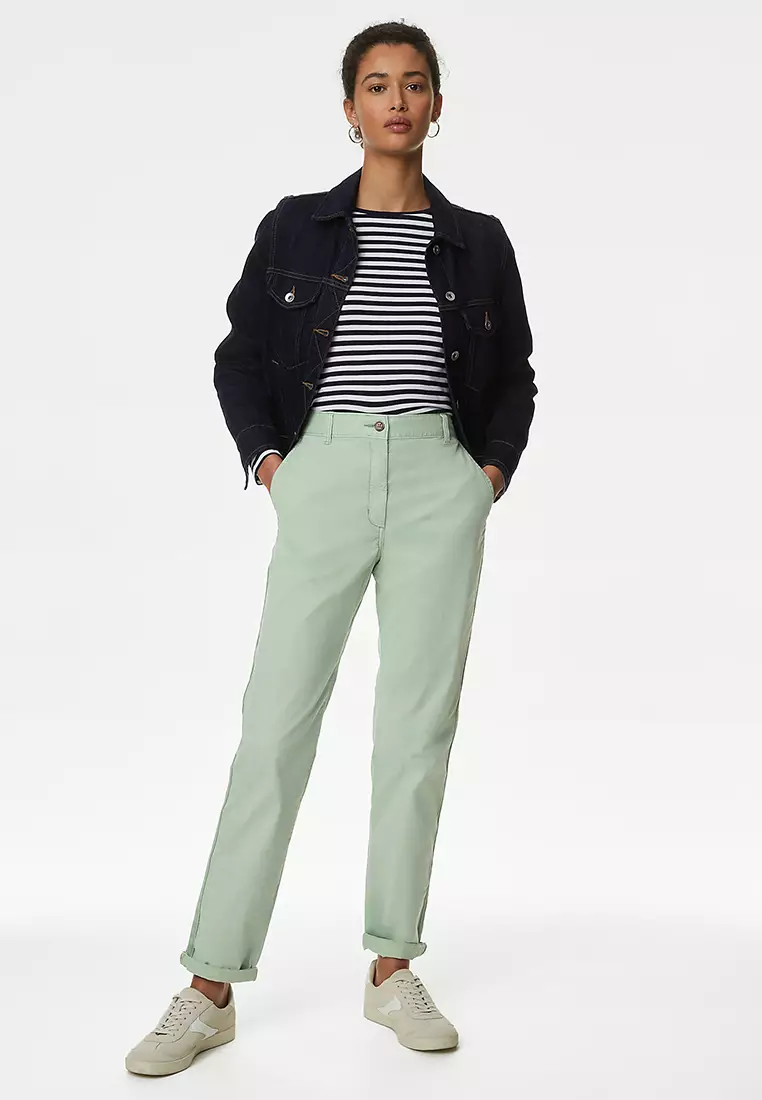 Cotton Rich Tea Dyed Slim Fit Chinos