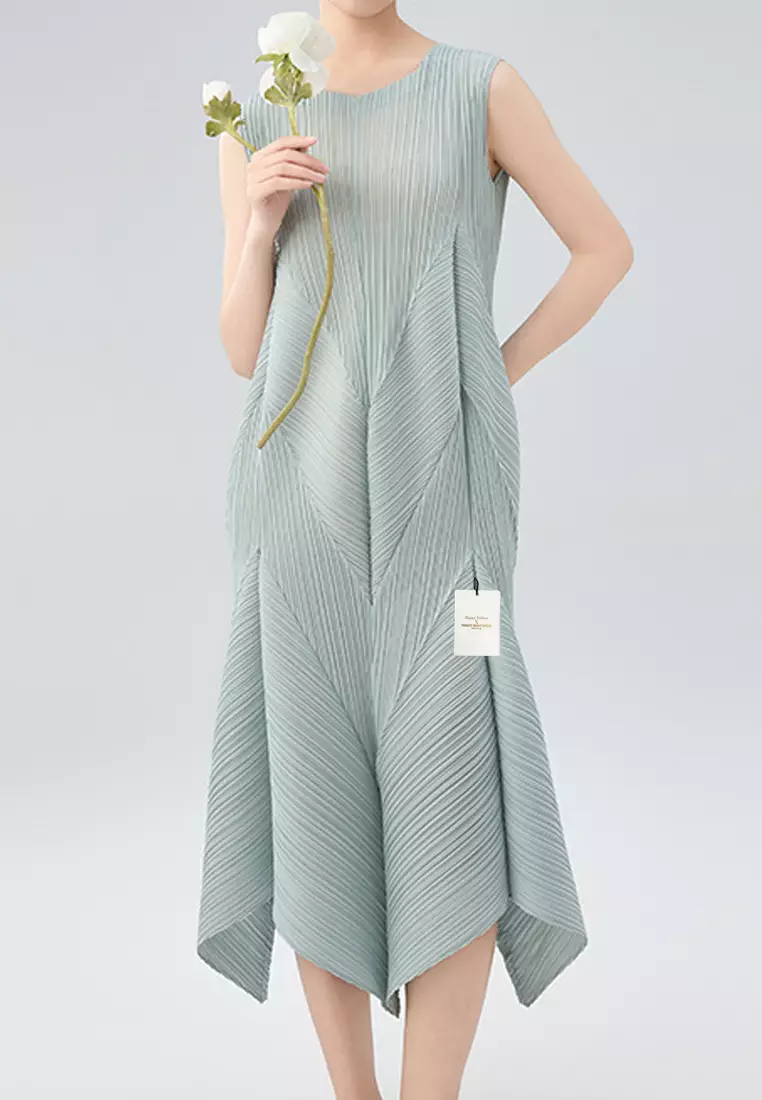 Patchwork Pleated Dress GFZ8889