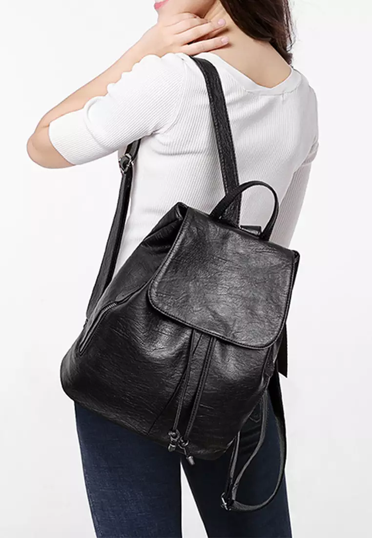Stylish Faux Leather Flap Backpack JW NN-6636